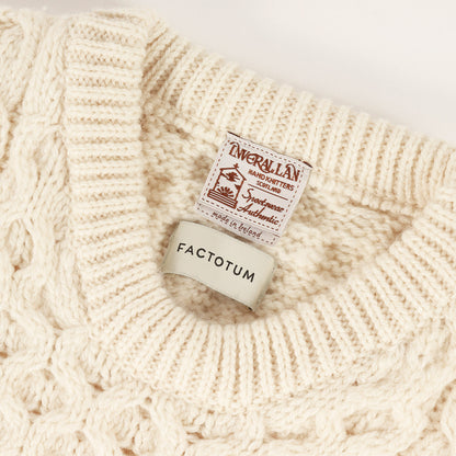 × FACTOTUM ミックス ケーブル編み ウール ローゲージ ニット セーター / MADE IN IRELAND