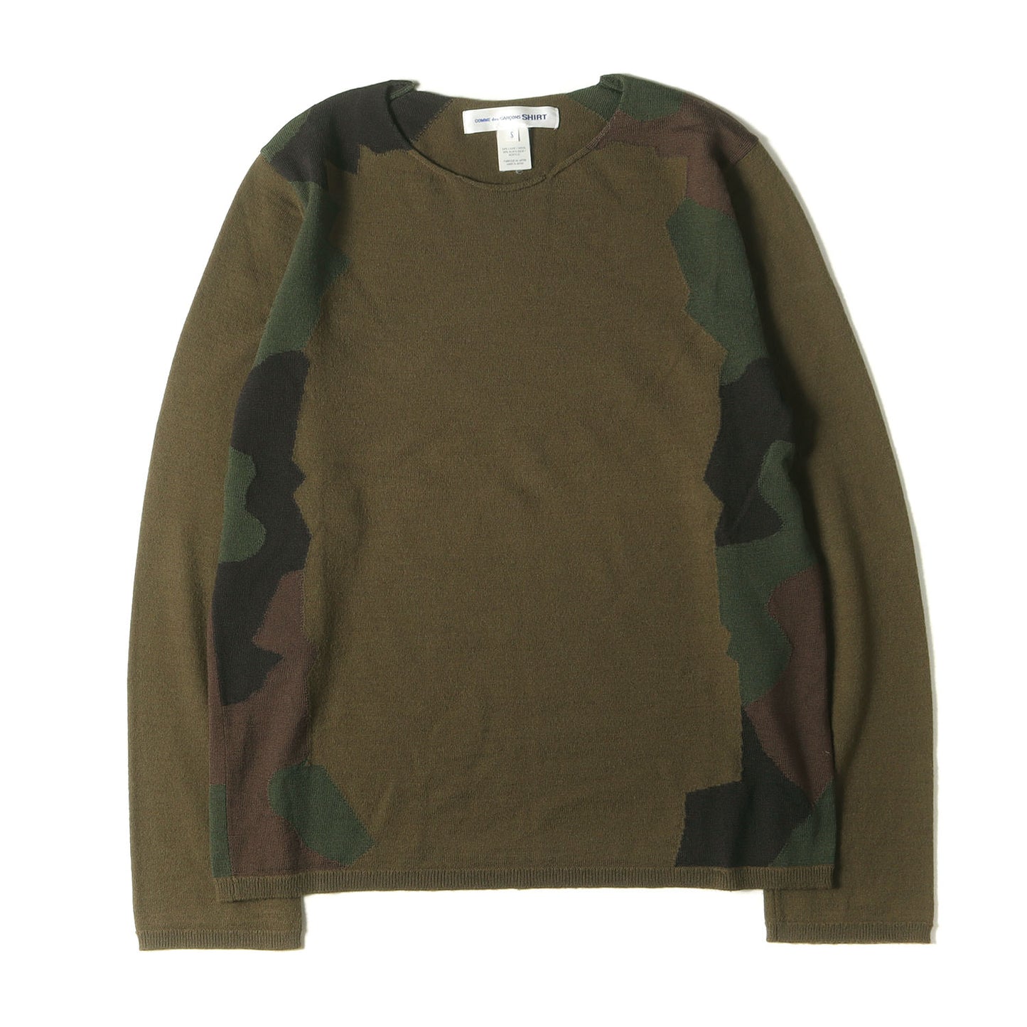 ジオメトリック ジャガード 変型カラー ハイゲージ ウール ニット セーター (S25507B) / MADE IN JAPAN