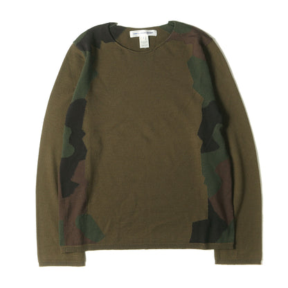 ジオメトリック ジャガード 変型カラー ハイゲージ ウール ニット セーター (S25507B) / MADE IN JAPAN