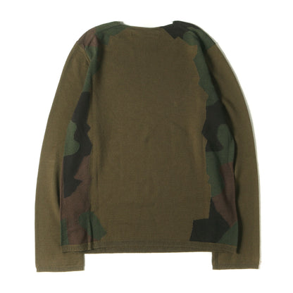 ジオメトリック ジャガード 変型カラー ハイゲージ ウール ニット セーター (S25507B) / MADE IN JAPAN