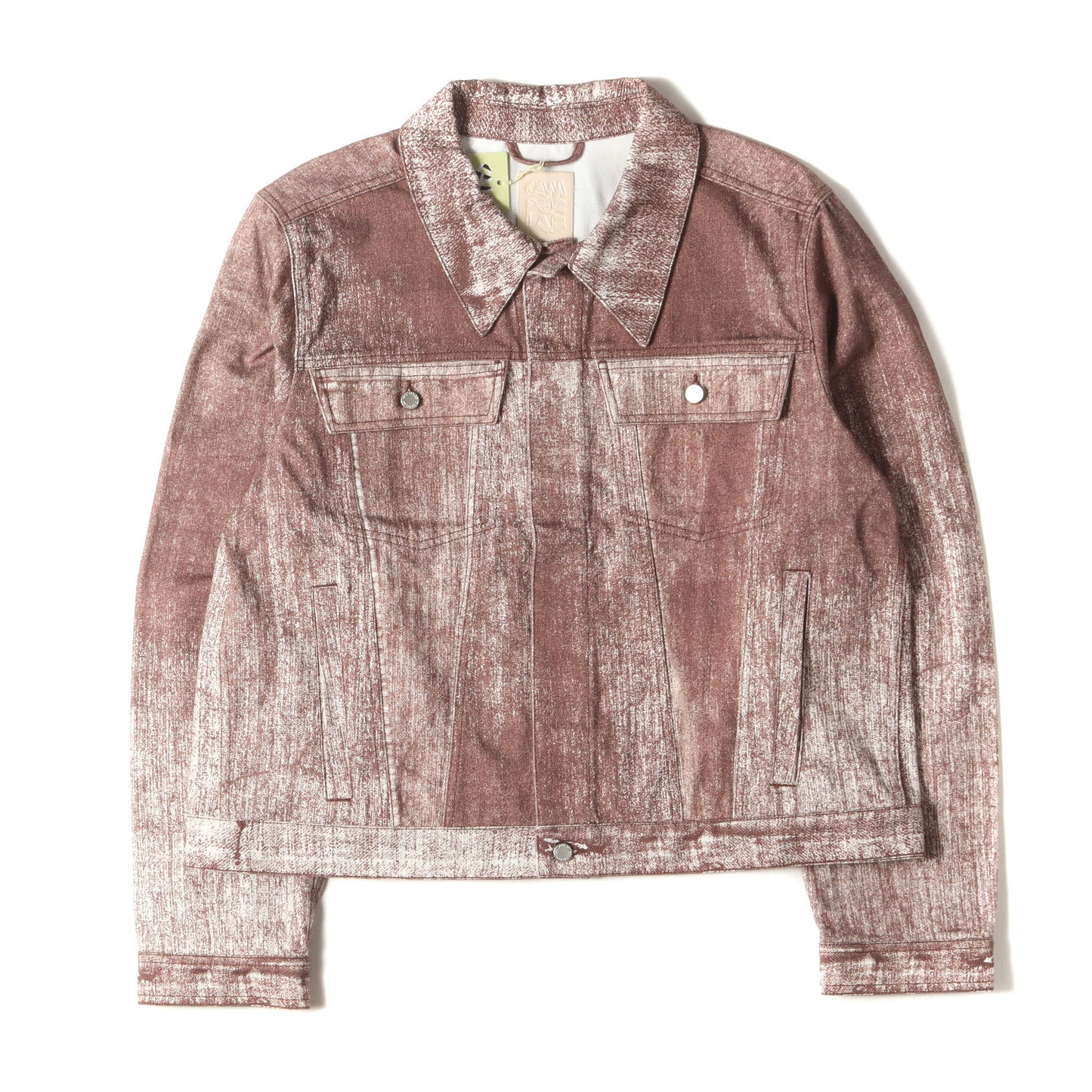 25SS ペイント加工 フライフロント デニム トラッカー ジャケット (Terracotta Paint Print Denim Jacket AU00021) / LAB
