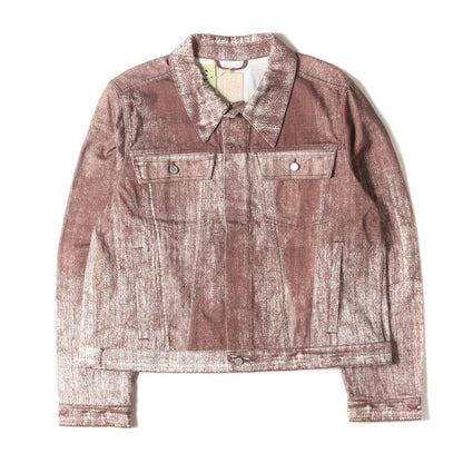 25SS ペイント加工 フライフロント デニム トラッカー ジャケット (Terracotta Paint Print Denim Jacket AU00021) / LAB
