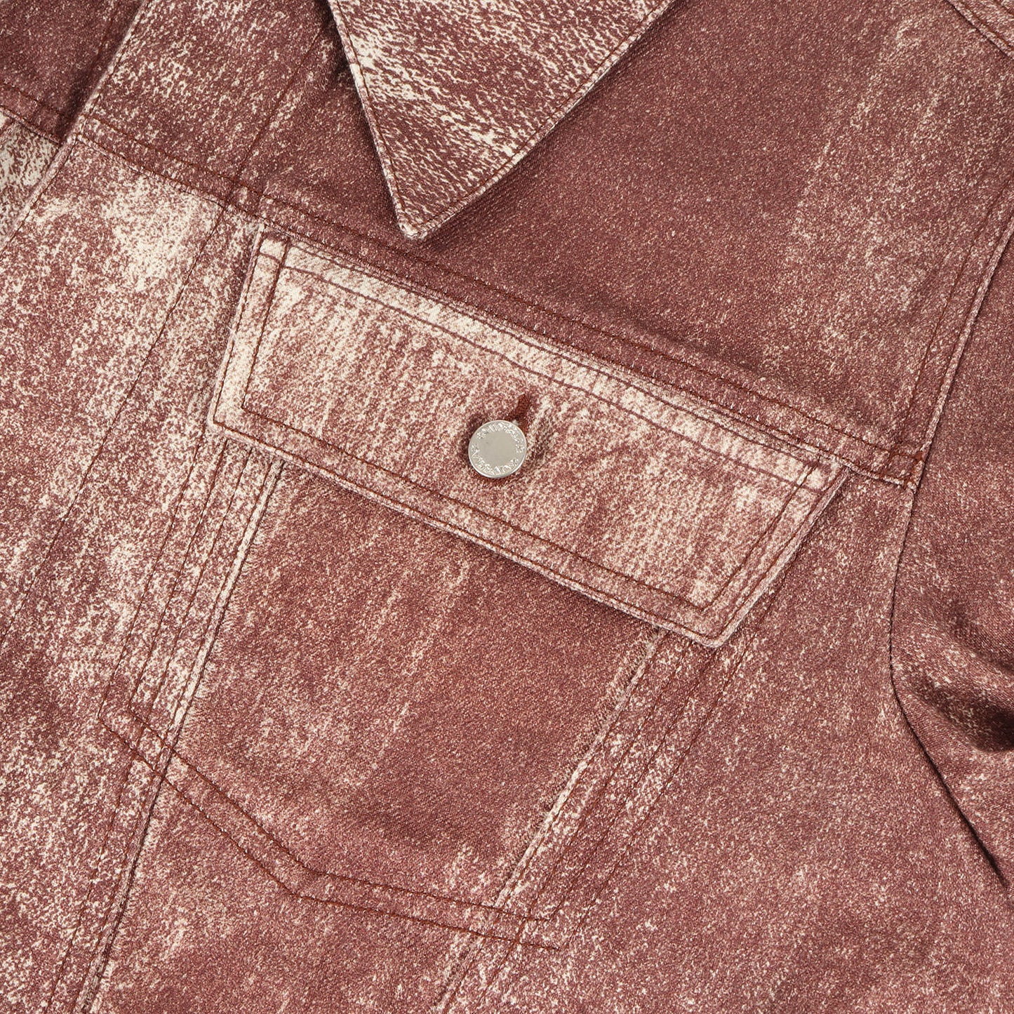 25SS ペイント加工 フライフロント デニム トラッカー ジャケット (Terracotta Paint Print Denim Jacket AU00021) / LAB