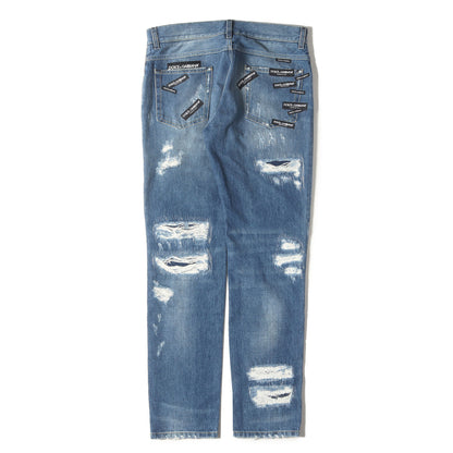 ロゴチケットクラッシュ加工デニムパンツ (GY70CD G8Y80) / ジッパーフライ