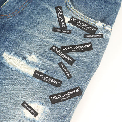 ロゴチケットクラッシュ加工デニムパンツ (GY70CD G8Y80) / ジッパーフライ