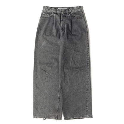 24AW ウォッシュ加工 ワンタック ワイド デニム パンツ (Washed denim tucked wide pants 2B004-0324-35)