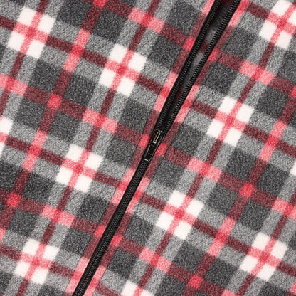 ヘムロゴ刺繍 チェック ハイネック ダブルジップ フリース ジャケット (532673 TBV18)