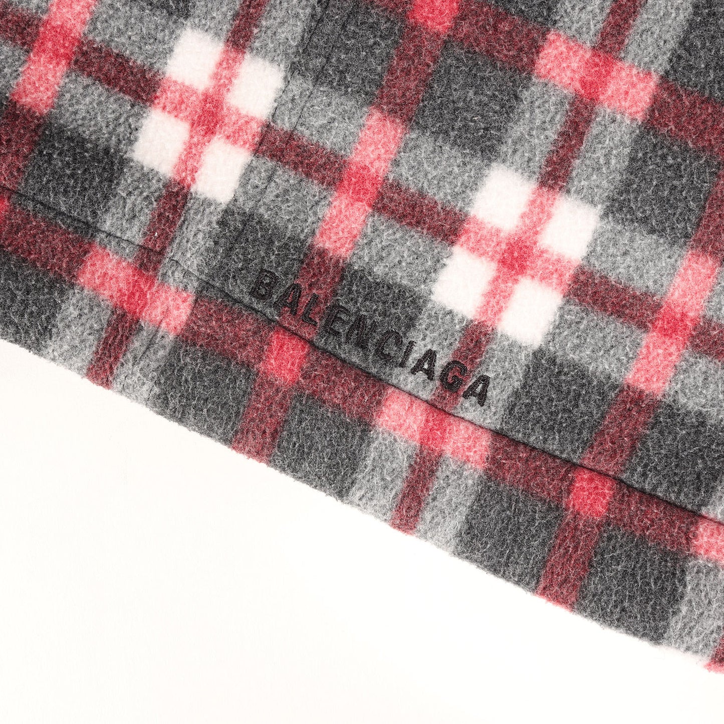 ヘムロゴ刺繍 チェック ハイネック ダブルジップ フリース ジャケット (532673 TBV18)