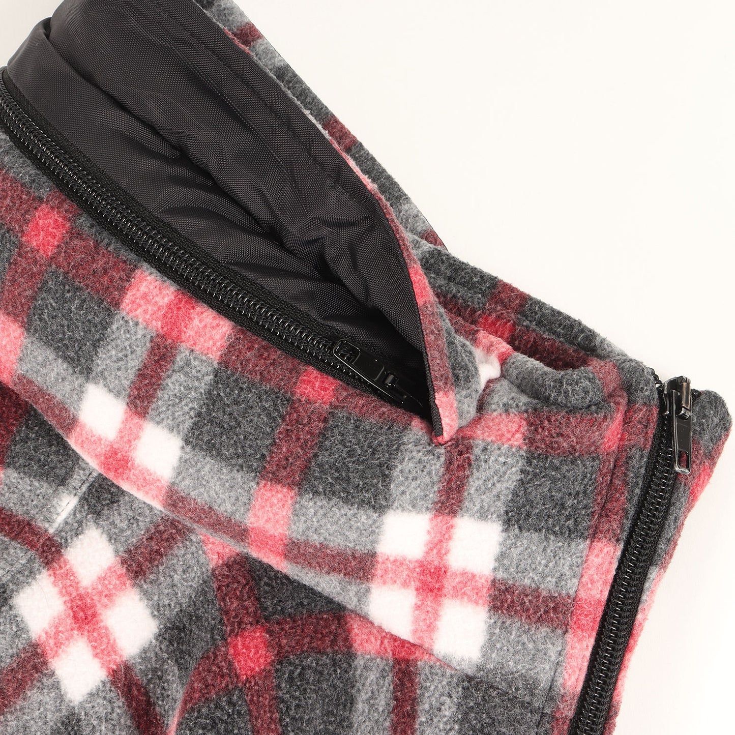 ヘムロゴ刺繍 チェック ハイネック ダブルジップ フリース ジャケット (532673 TBV18)