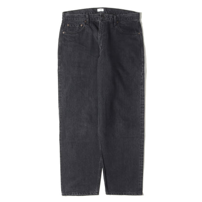 ブラック スビンコットン 13.5oz ワイド テーパード デニム パンツ (NPTM-6RF) / 42TALON ジッパーフライ