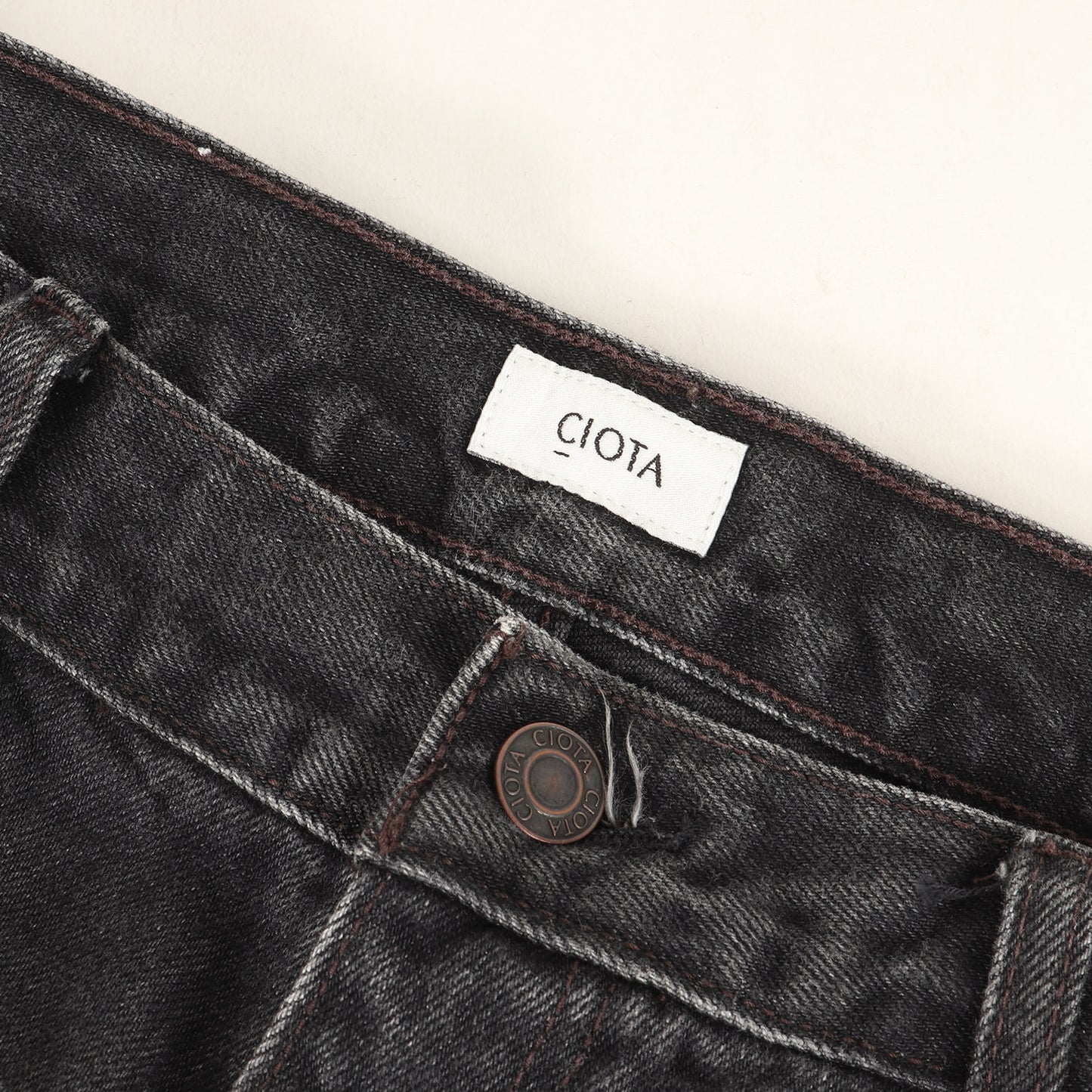 ブラック スビンコットン 13.5oz ワイド テーパード デニム パンツ (NPTM-6RF) / 42TALON ジッパーフライ