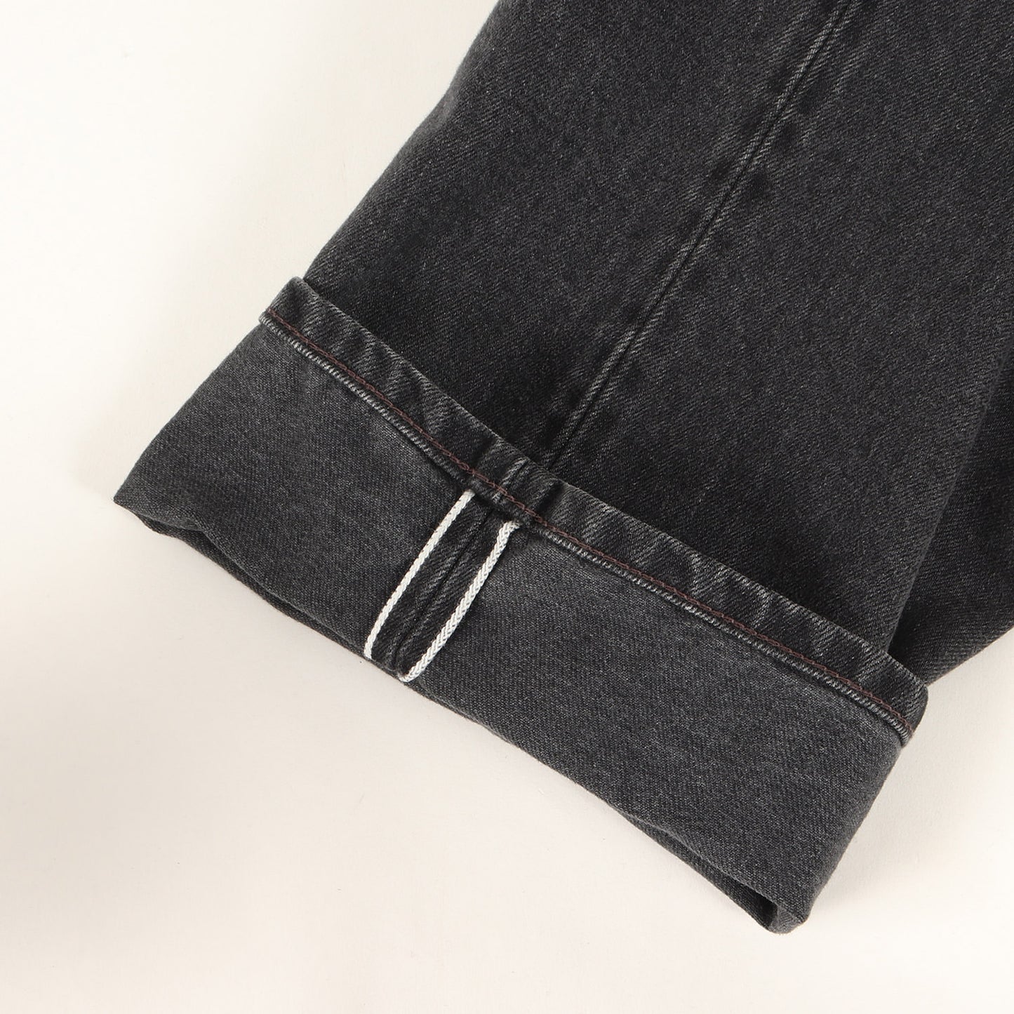 ブラック スビンコットン 13.5oz ワイド テーパード デニム パンツ (NPTM-6RF) / 42TALON ジッパーフライ