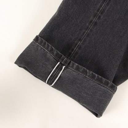 ブラック スビンコットン 13.5oz ワイド テーパード デニム パンツ (NPTM-6RF) / 42TALON ジッパーフライ