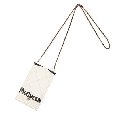 スカル ロゴ レザー チェーン ショルダー バッグ (632035 486430) / クロスボディ フォンケース