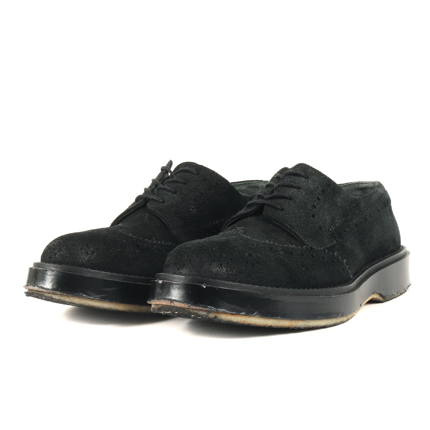 クレープソール ウイングチップ メダリオン スウェード ダービー ドレス シューズ