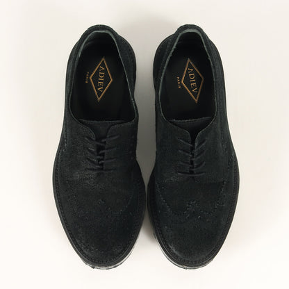 クレープソール ウイングチップ メダリオン スウェード ダービー ドレス シューズ