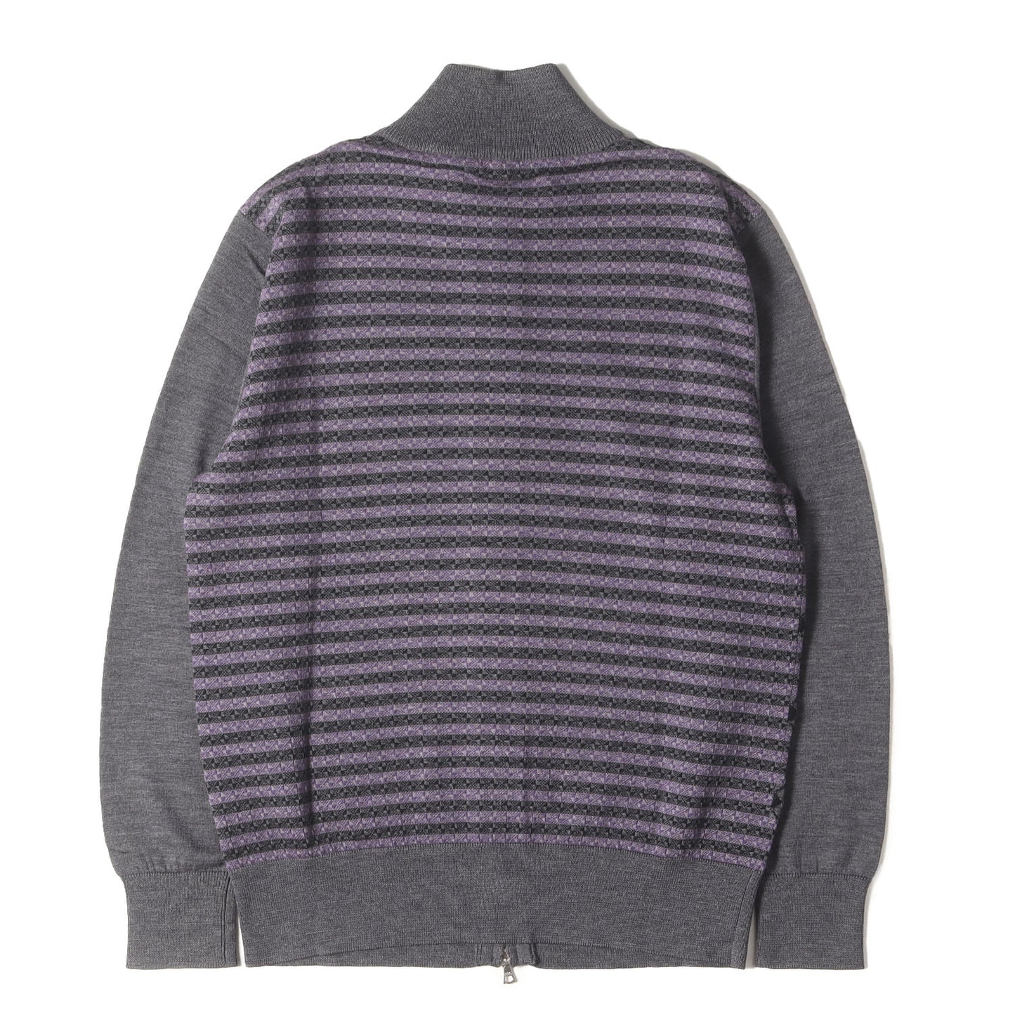 アーガイル ボーダー ジャガード ダブルジップ ハイゲージ ウール ドライバーズ ニット (293405 601F) / PS