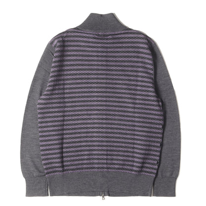 アーガイル ボーダー ジャガード ダブルジップ ハイゲージ ウール ドライバーズ ニット (293405 601F) / PS