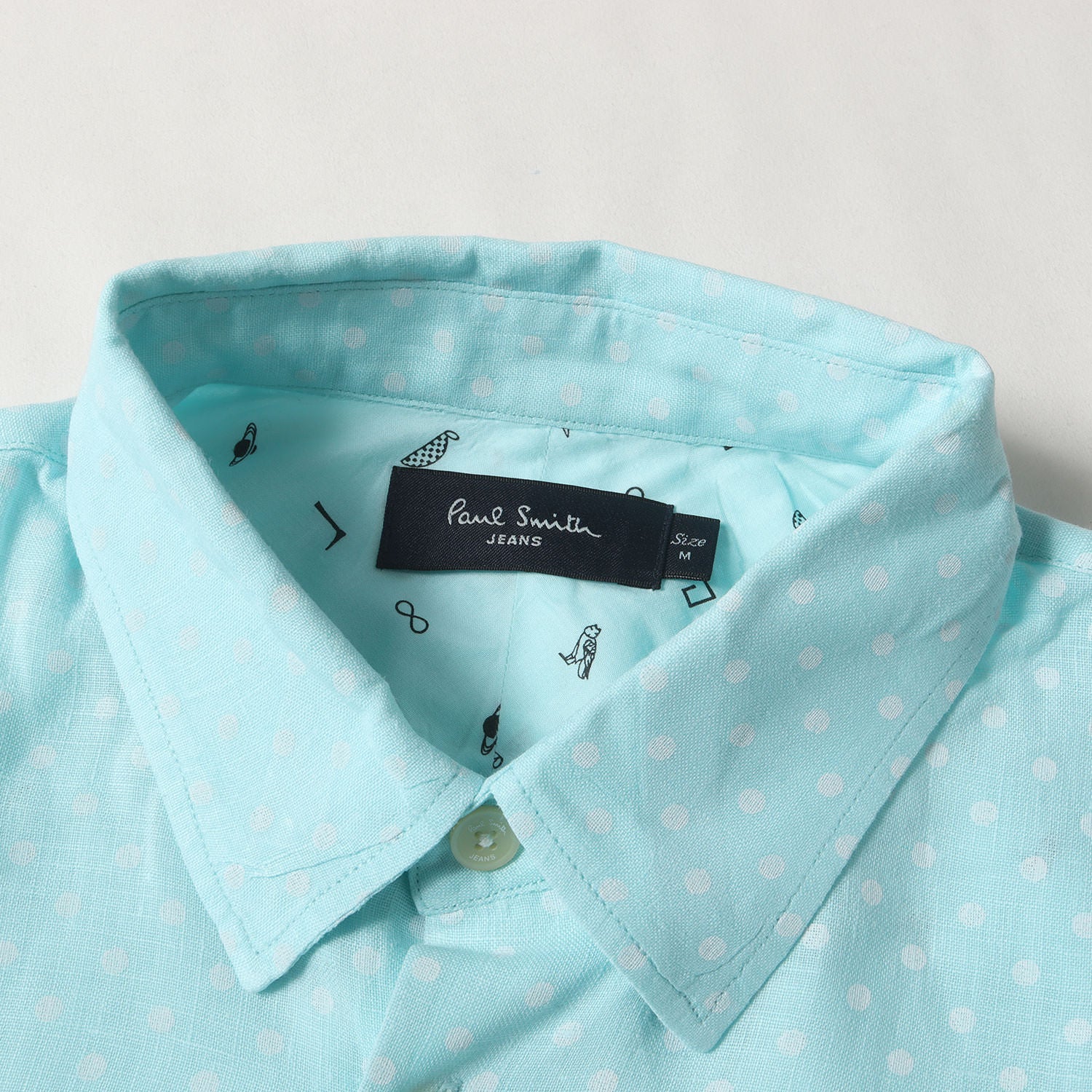 ポルカドット ボタンダウン リネン ドレス シャツ (142609 669M