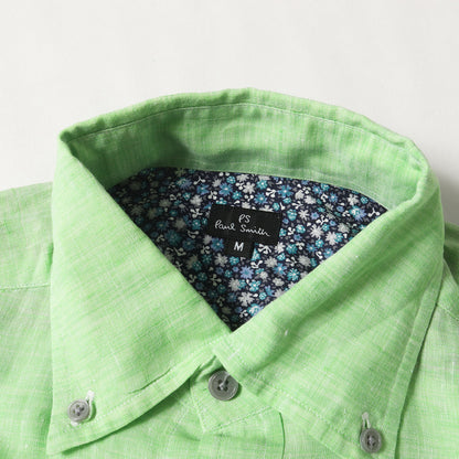 袖裏 小花柄 ボタンダウン リネン ドレス シャツ (133620 C308) / コンバーチブルカフス PS MADE IN JAPAN