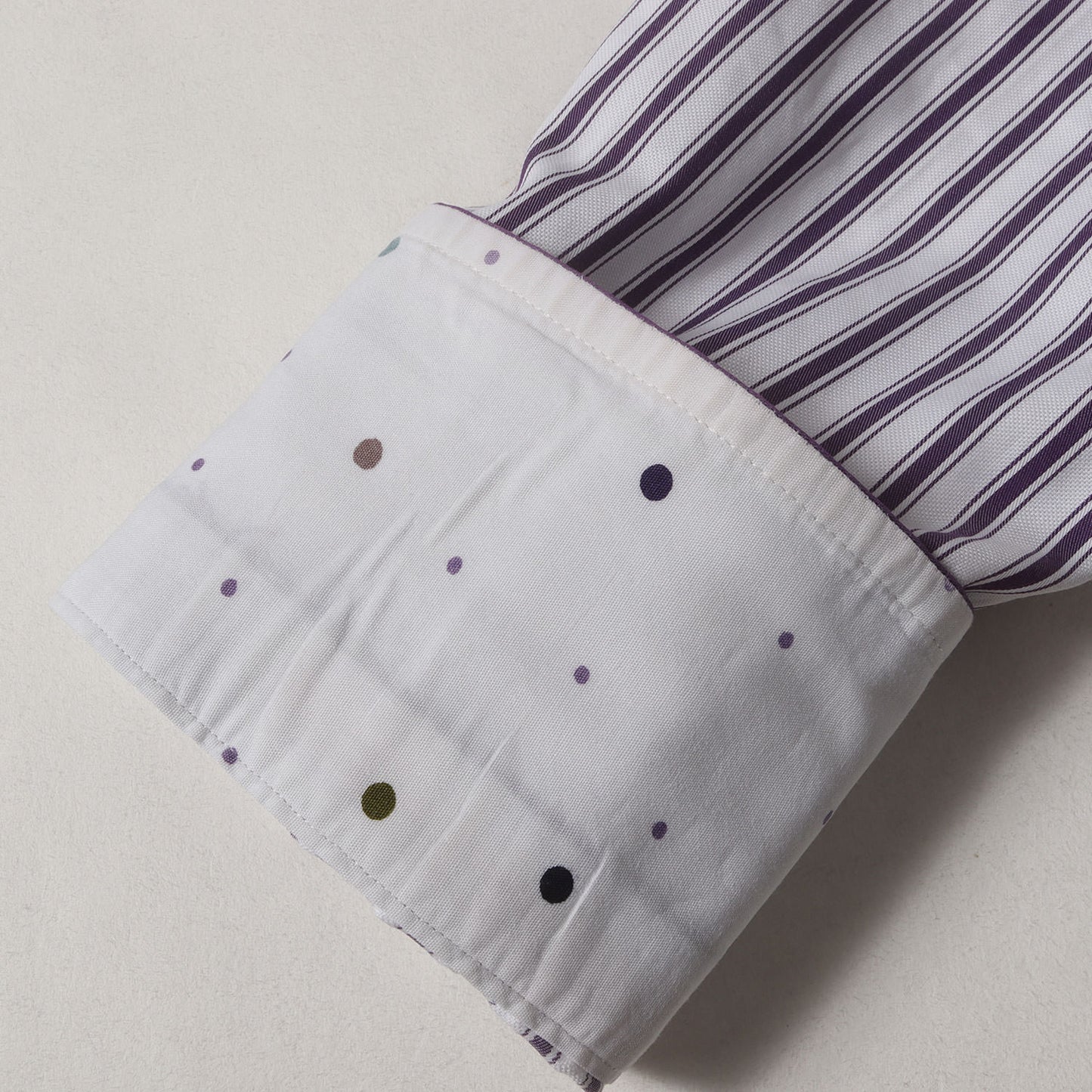 カフス裏 マルチドット ストライプ ローン ドレス シャツ (283116 786E) / コンバーチブルカフス LONDON MADE IN JAPAN