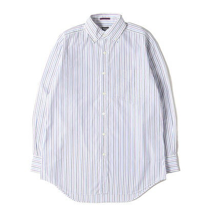 カフス裏 小花柄 ボタンダウン ストライプ ブロード ドレス シャツ (213113 AB786E) / コンバーチブルカフス LONDON