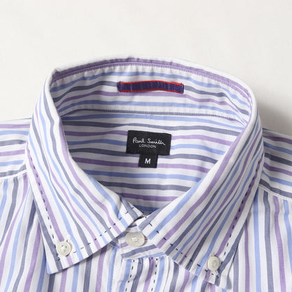 カフス裏 小花柄 ボタンダウン ストライプ ブロード ドレス シャツ (213113 AB786E) / コンバーチブルカフス LONDON