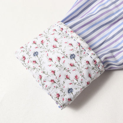 カフス裏 小花柄 ボタンダウン ストライプ ブロード ドレス シャツ (213113 AB786E) / コンバーチブルカフス LONDON