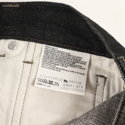 24SS × EDWIN ストレート セルビッジ ブラックデニム パンツ (ORGANIC COTTON DENIM 579-4140002)