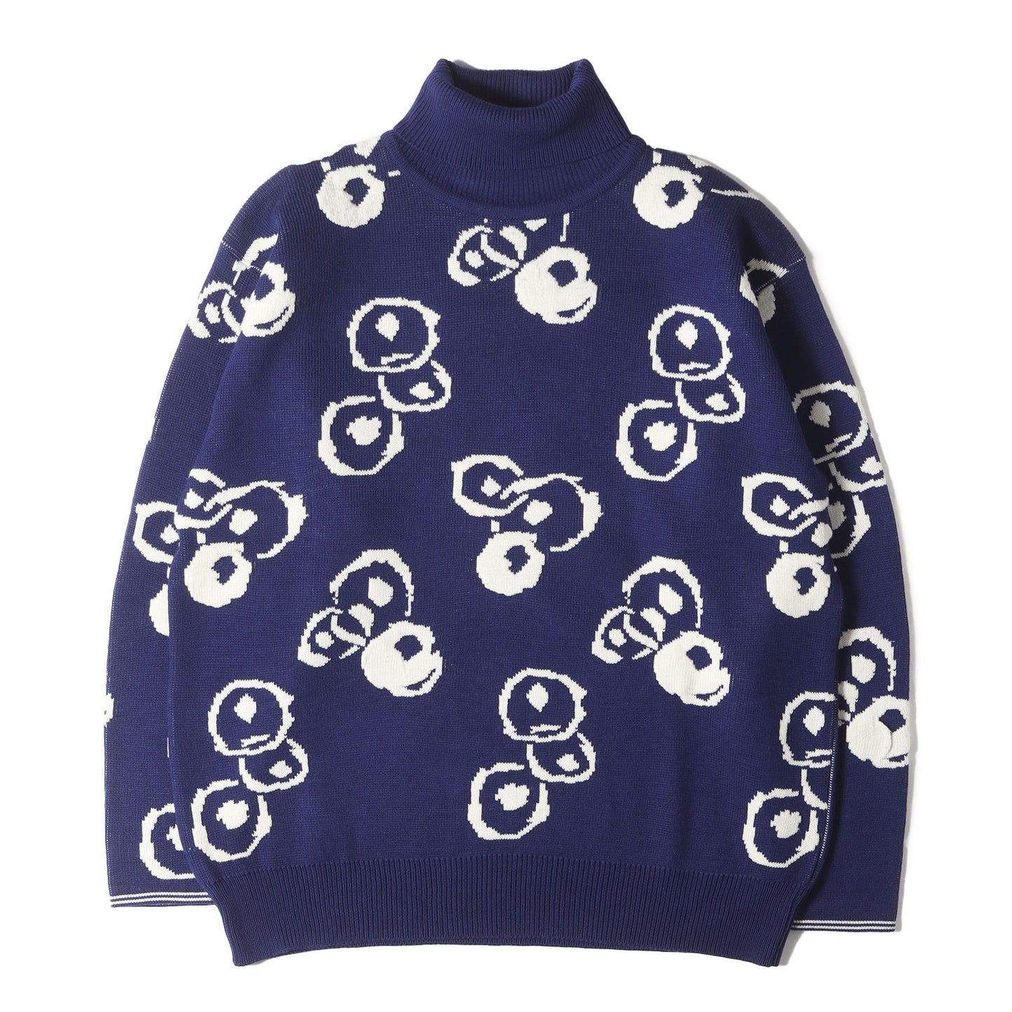 86AW 手ぬぐい柄 ジャガード タートルネック ニット セーター / POUR HOMME