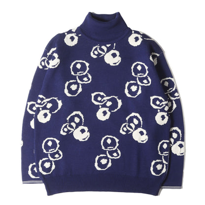 86AW 手ぬぐい柄 ジャガード タートルネック ニット セーター / POUR HOMME