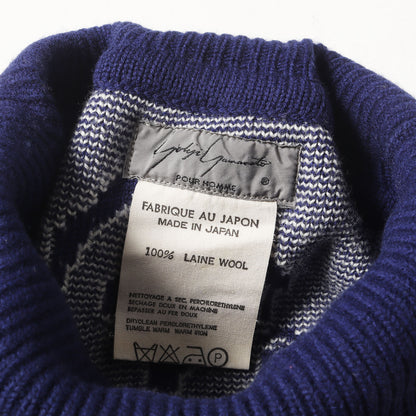 86AW 手ぬぐい柄 ジャガード タートルネック ニット セーター / POUR HOMME