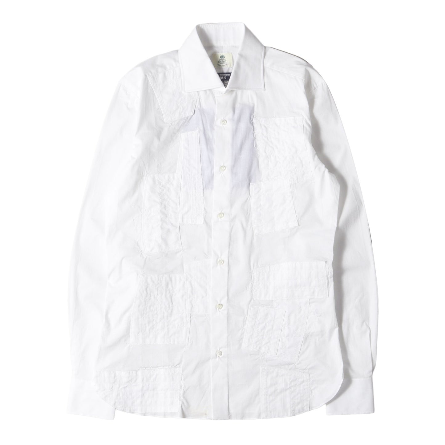 25SS × LUIGI BORRELLI カスタマイズ パッチワーク 刺繍 ストレッチ ブロード ドレス シャツ (PATCHWORK SHIRT WO-B002)