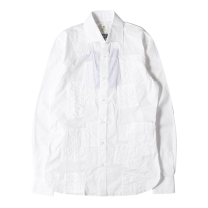 25SS × LUIGI BORRELLI カスタマイズ パッチワーク 刺繍 ストレッチ ブロード ドレス シャツ (PATCHWORK SHIRT WO-B002)