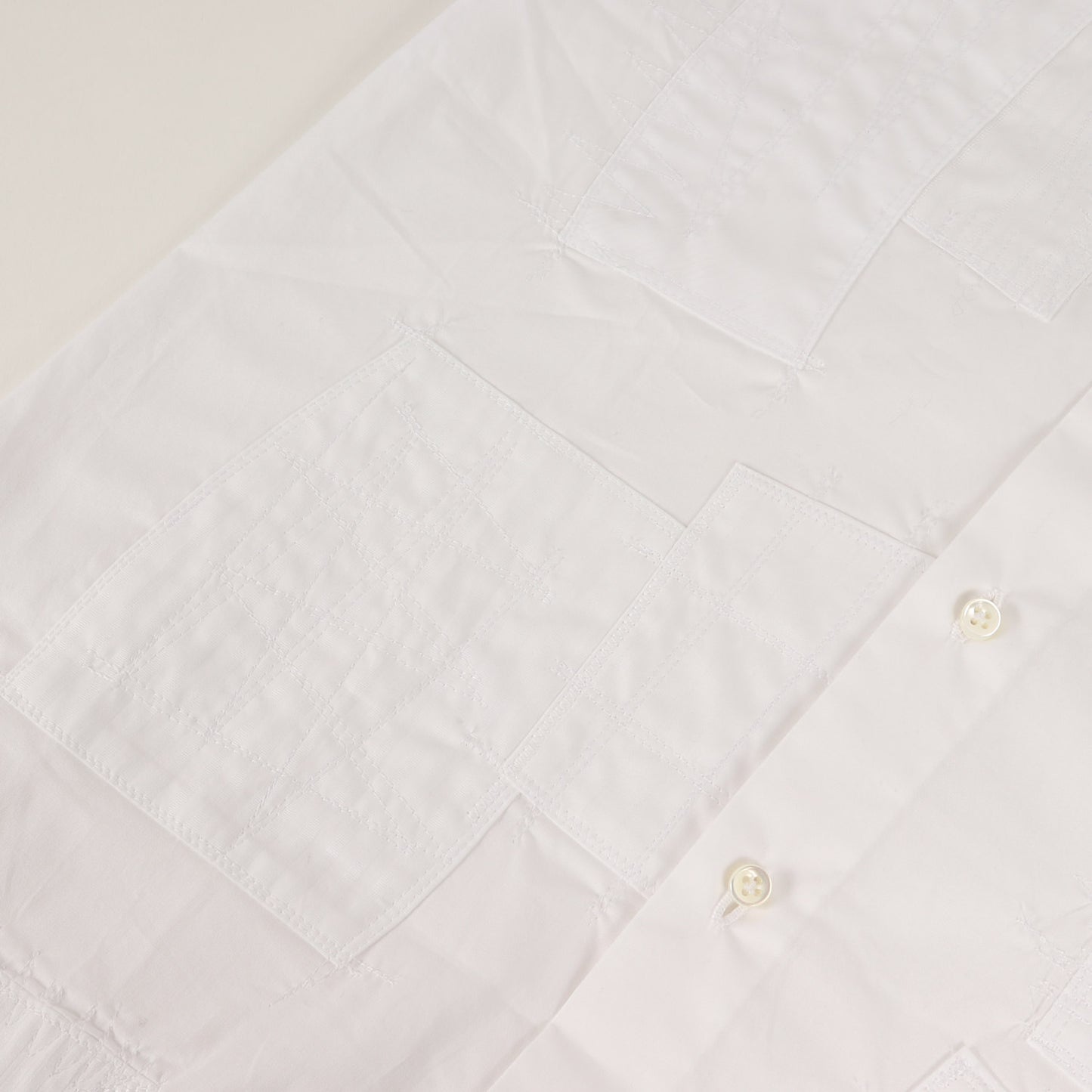 25SS × LUIGI BORRELLI カスタマイズ パッチワーク 刺繍 ストレッチ ブロード ドレス シャツ (PATCHWORK SHIRT WO-B002)