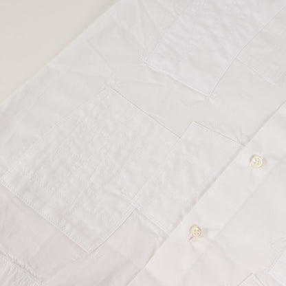 25SS × LUIGI BORRELLI カスタマイズ パッチワーク 刺繍 ストレッチ ブロード ドレス シャツ (PATCHWORK SHIRT WO-B002)