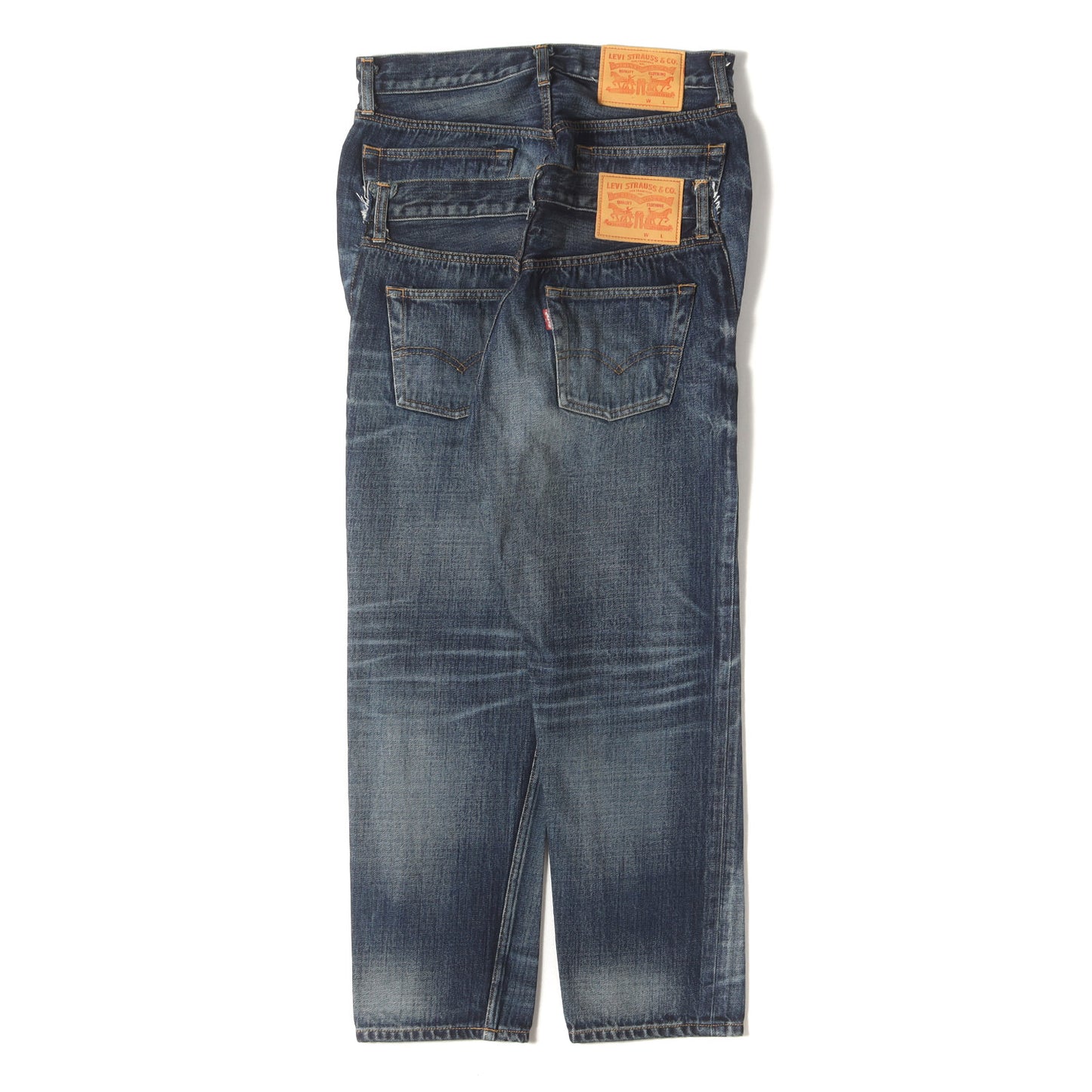 25SS × Levi's 解体 再構築 ドッキング ダブルウエスト テーパード デニム パンツ (WO-P208)