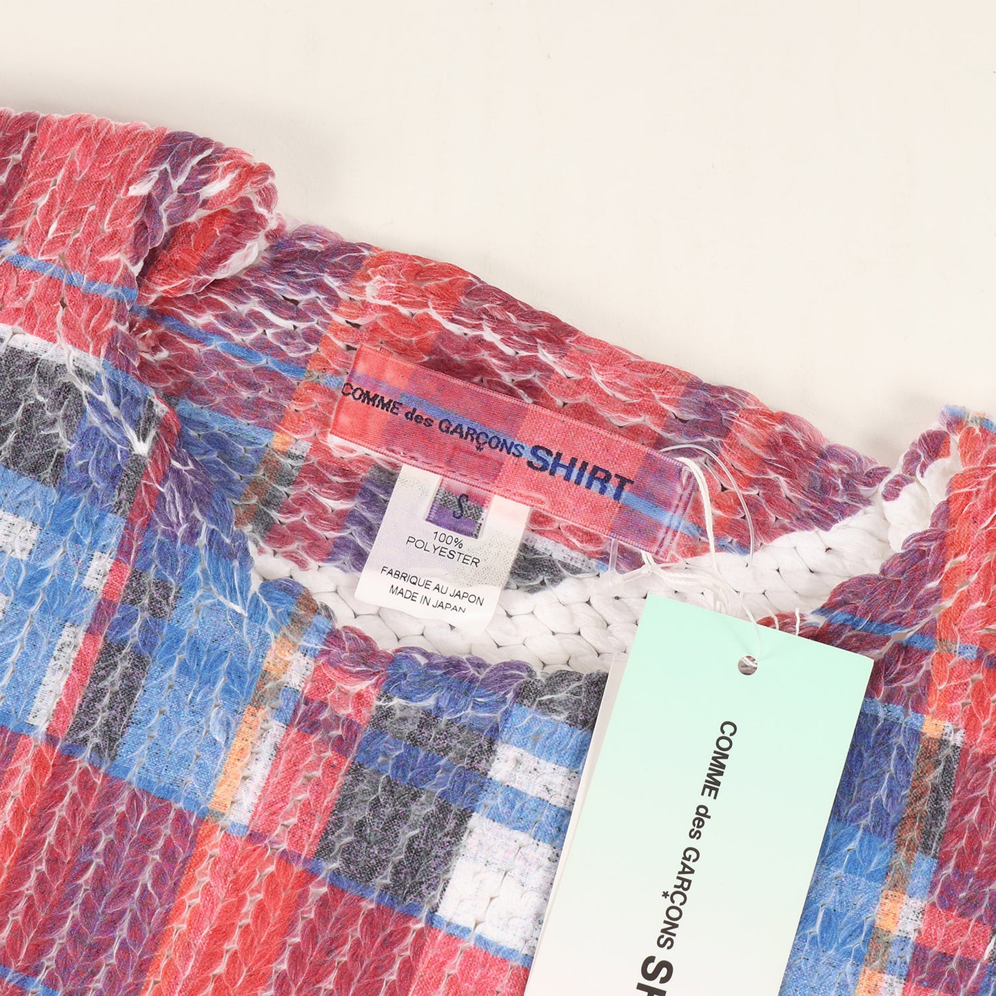 25SS タータンチェック 転写プリント ミドルゲージ ポリ ニット (FO-N003)