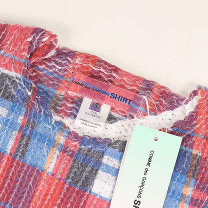 25SS タータンチェック 転写プリント ミドルゲージ ポリ ニット (FO-N003)