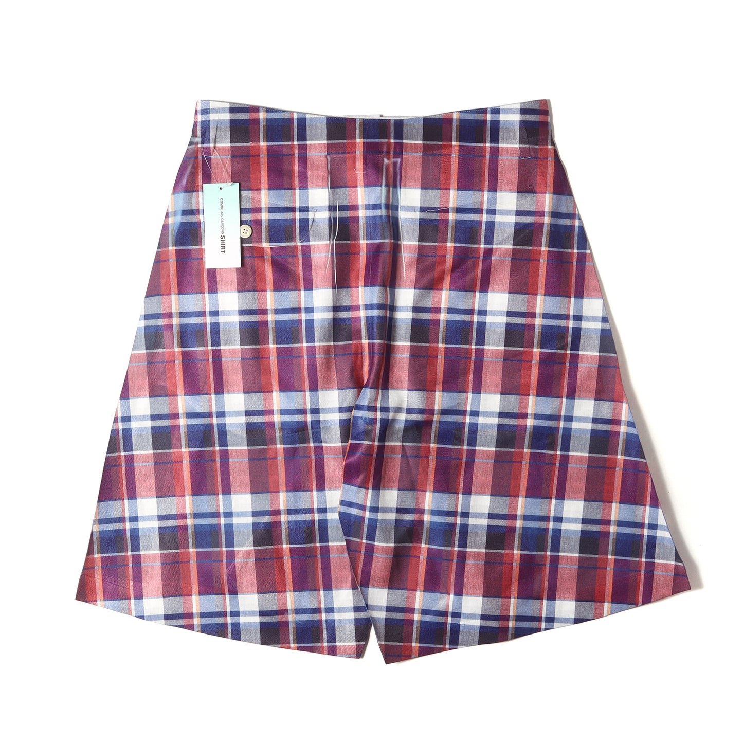 25SS タータンチェック 転写プリント ツータック ポリ バミューダ ショーツ (FO-P501)