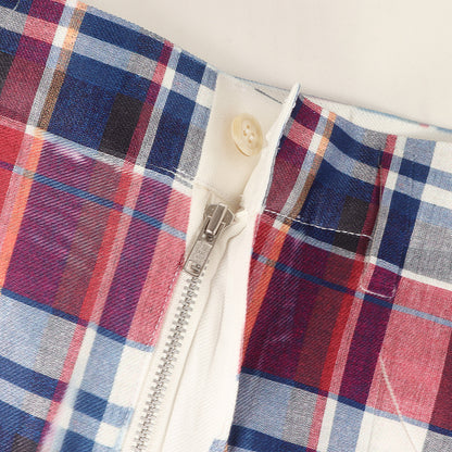 25SS タータンチェック 転写プリント ツータック ポリ バミューダ ショーツ (FO-P501)