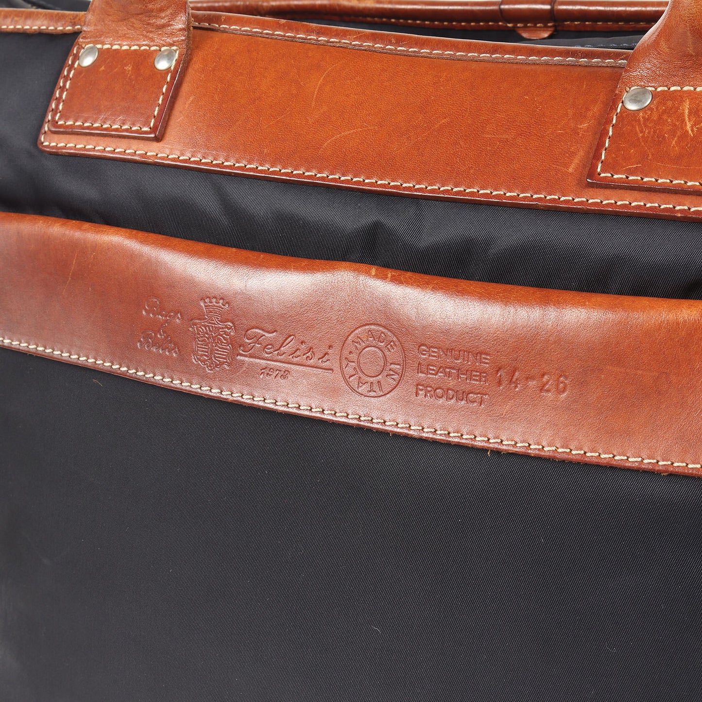 ナイロン レザー コンビ ショルダー トートバッグ (14-26) / MADE IN ITALY