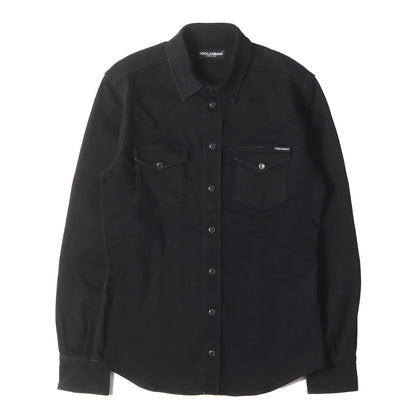 バック ロゴ プリント ストレッチ デニム ウエスタン シャツ (G5EX7D G8CY9)