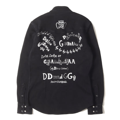 バック ロゴ プリント ストレッチ デニム ウエスタン シャツ (G5EX7D G8CY9)