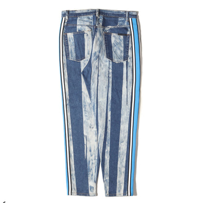 サイドライン ブリーチストライプ ストレッチ デニム パンツ (GWD9XD G8CC3)