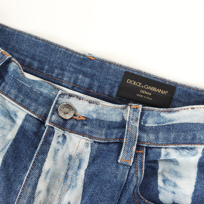 サイドライン ブリーチストライプ ストレッチ デニム パンツ (GWD9XD G8CC3)