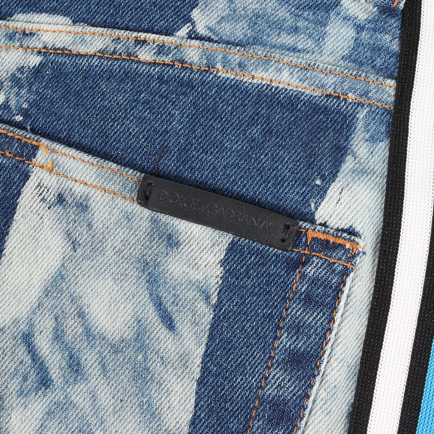 サイドライン ブリーチストライプ ストレッチ デニム パンツ (GWD9XD G8CC3)