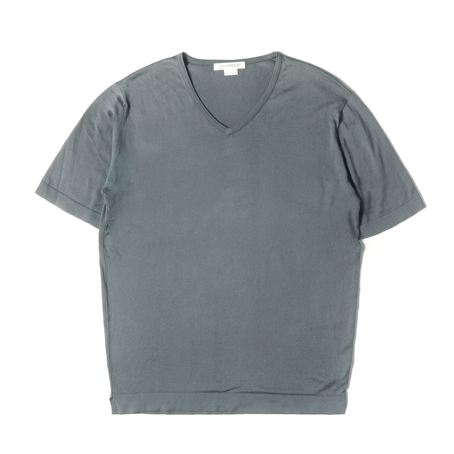 Vネック シーアイランドコットン ハイゲージ ニット Tシャツ / MADE IN ENGLAND
