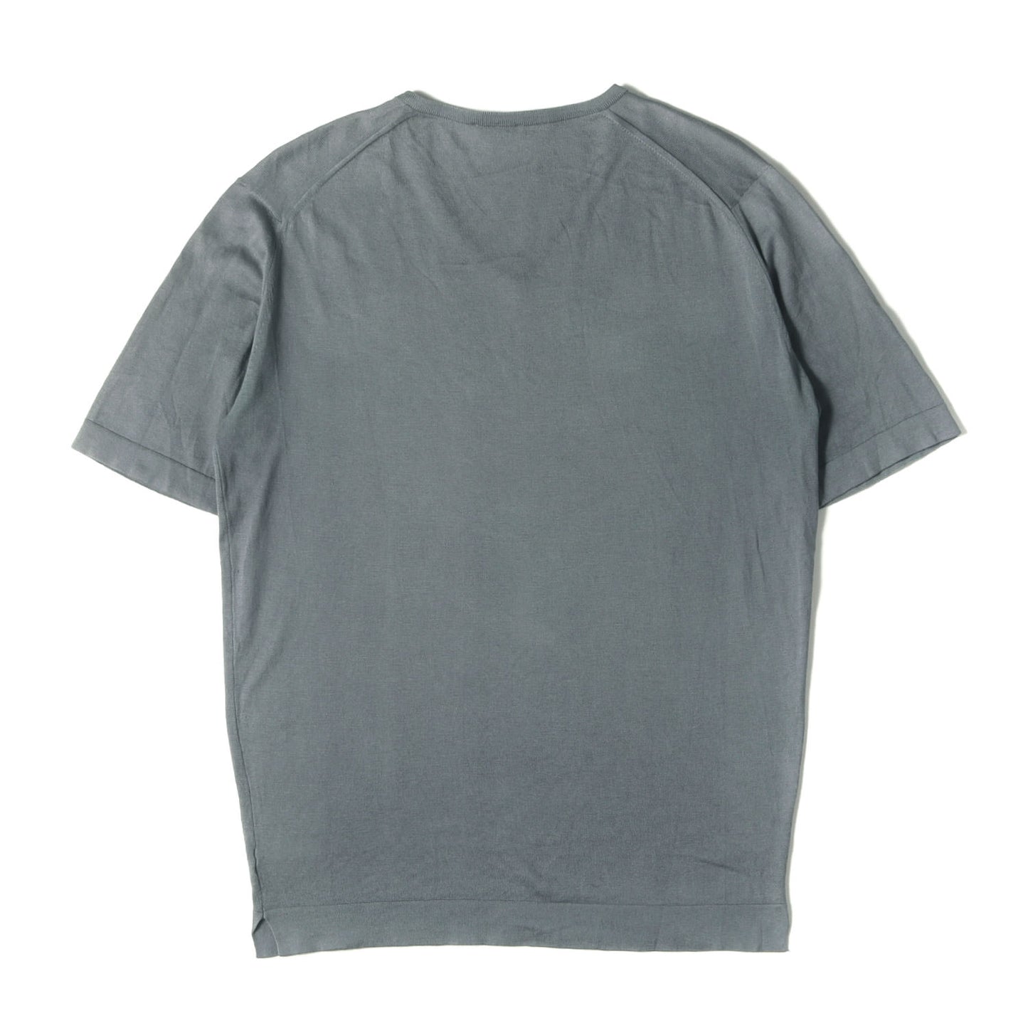 Vネック シーアイランドコットン ハイゲージ ニット Tシャツ / MADE IN ENGLAND
