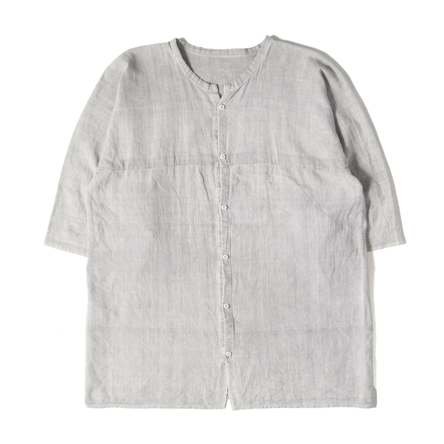 ベンガラ染め ハーフスリーブ カディシャツ